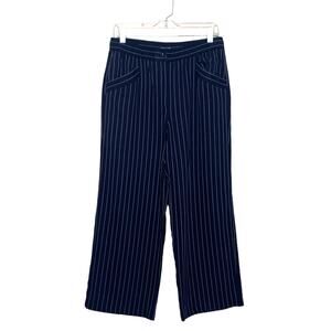 Eileen Fisher black pinstripe wide legs pants size Small